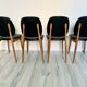 Lot de 4 chaises vintage "Pégase" – design Baumann, bois clair & skaï