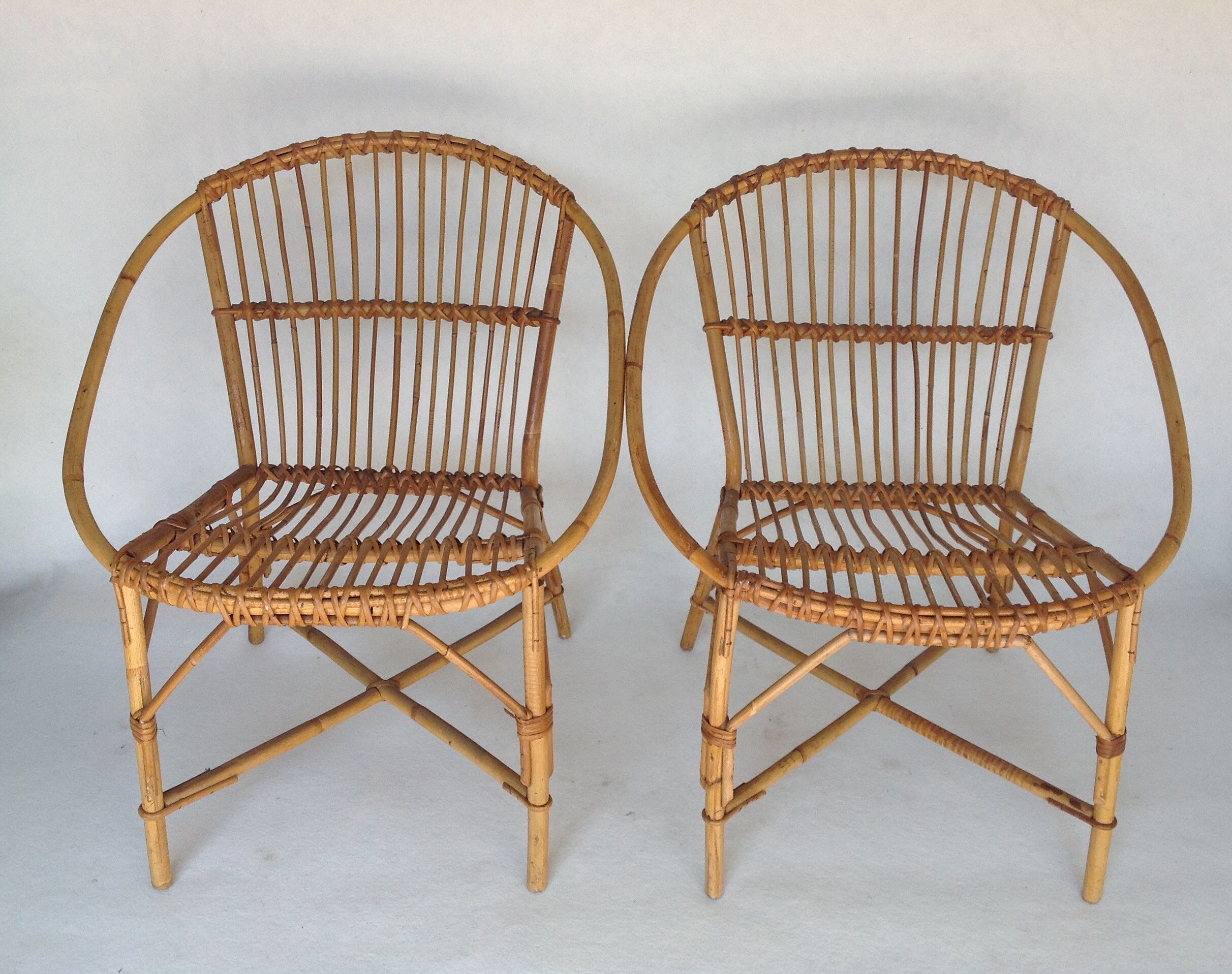 Paire de fauteuils rotin vintage