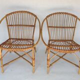 Pair of vintage rattan armchairs