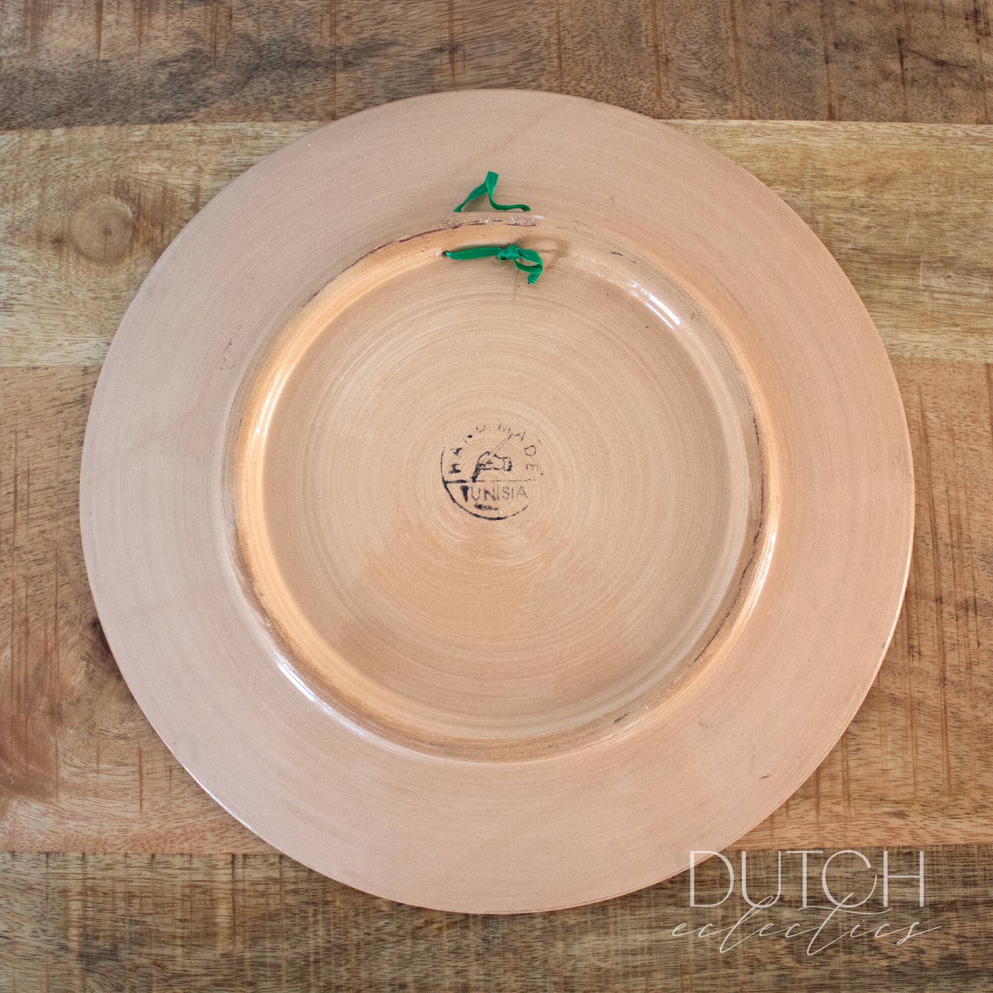 Assiette décorative tunisienne vintage peinte à la main avec chameau, grès orné