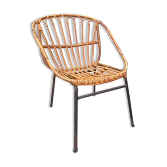 Fauteuil en rotin vers 1960