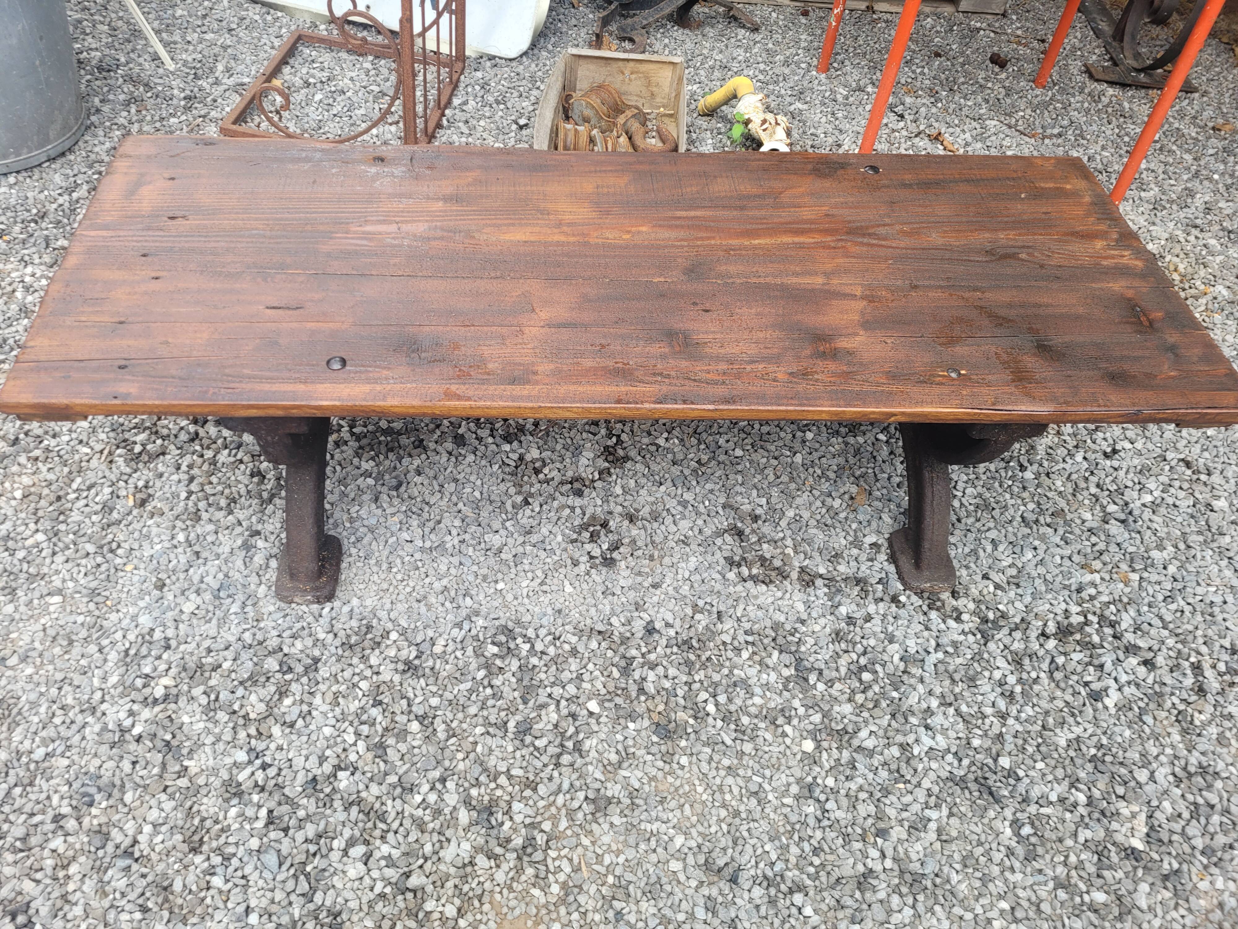 Bench or garden coffee table cast iron legs 150×56cms