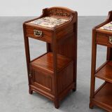 Pair Art Nouveau Nightstands with marble top by Paul Alexandre Dumas, Franc