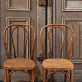 Pair of Thonet style bistro chairs in bentwood canework - 1930s