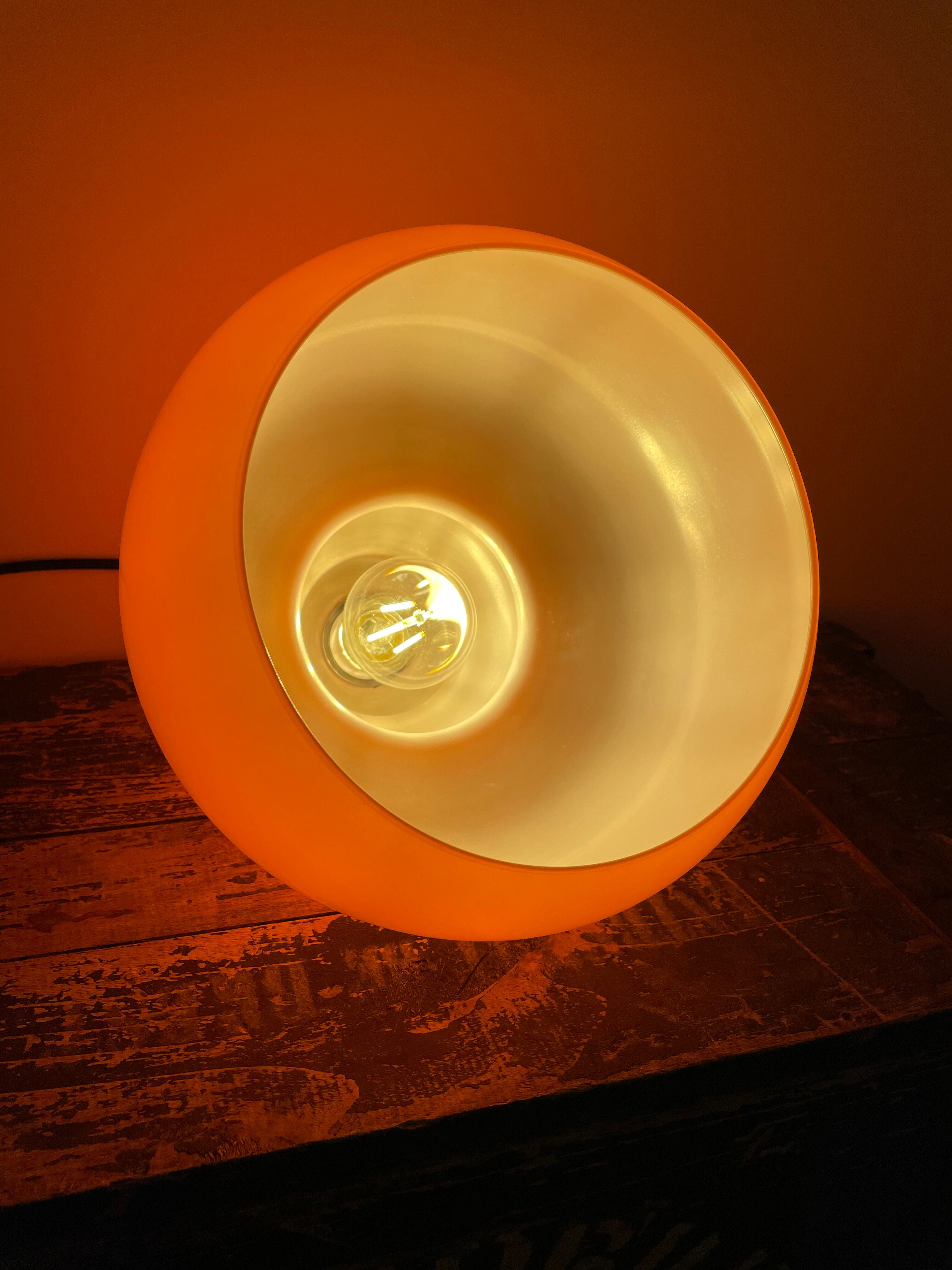 Vintage suspension lamp in orange opaline electrified to nine