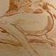 Signed painting monochrome watercolor female portrait "reclining study"