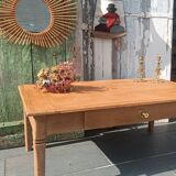 Solid wood coffee table with drawer and original key.