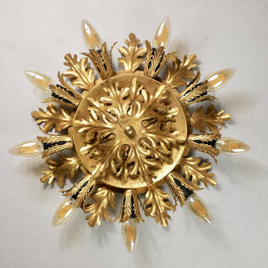 Italian gold wall or ceiling light, Banci Firenze, 1970s
