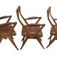 Set of oak and leather armchairs, 50s design, original