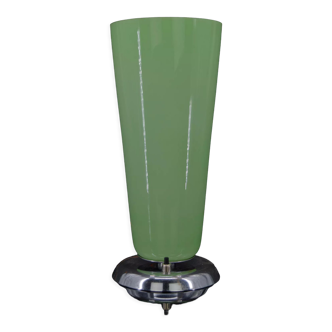 Art Deco lamp in chrome and celadon glass, France, circa 1930
