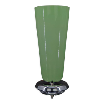 Lampe Art Deco en chrome et verre céladon, France, circa 1930