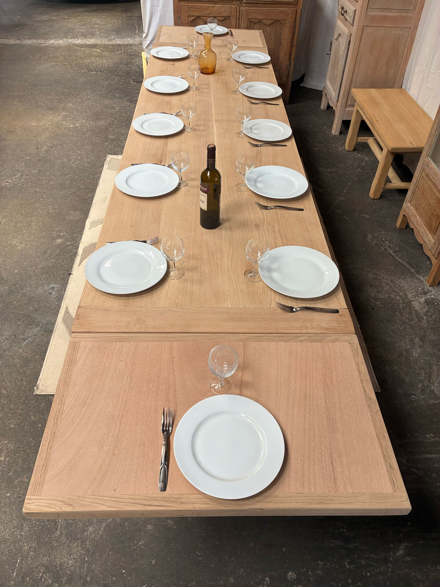 Solid oak farmhouse table with extensions 4M