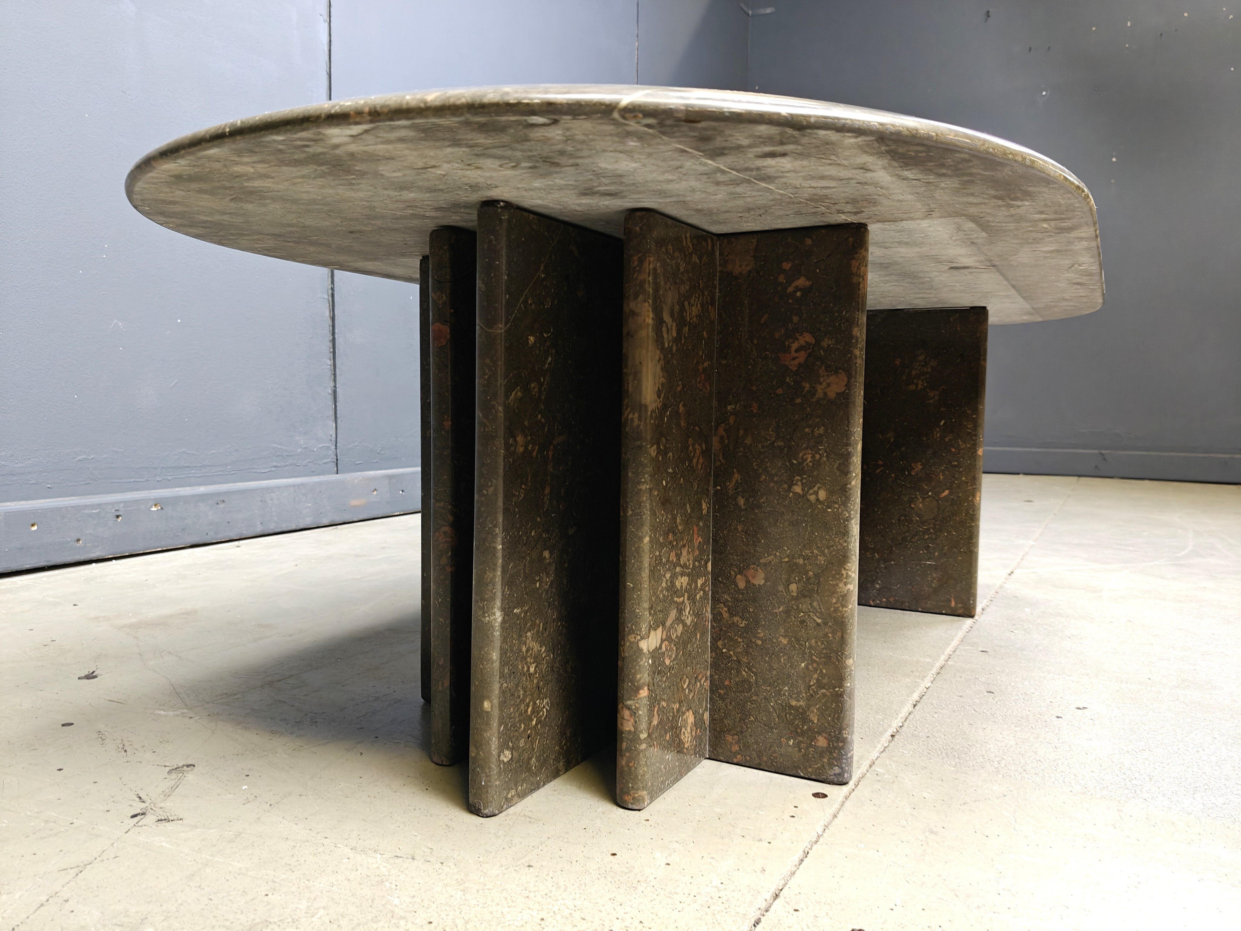 Vintage Italian grey marble coffee table, 1970s