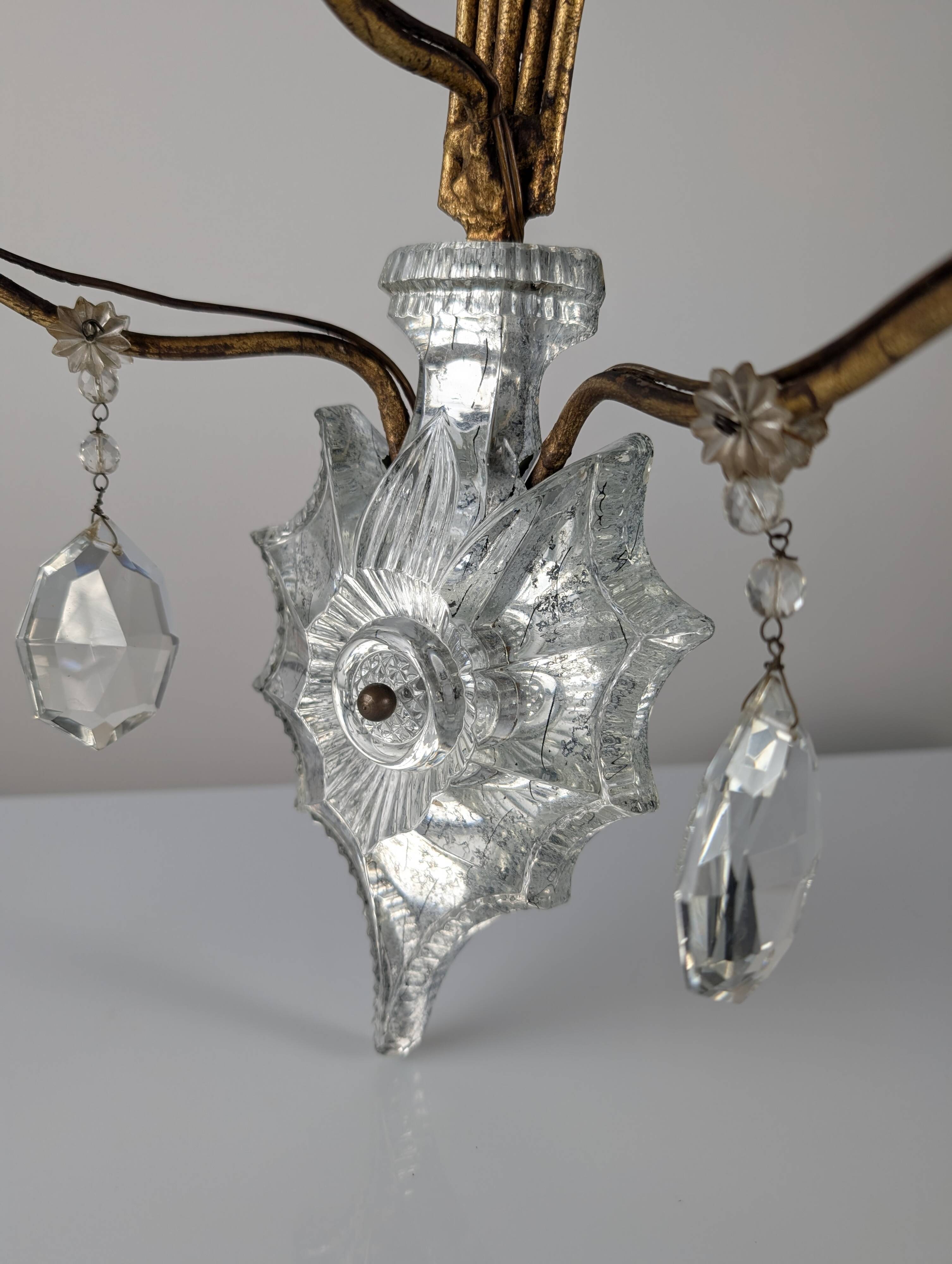 Large Italian Wall Sconce in Cut Crystal