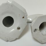 Five art deco white porcelain hooks