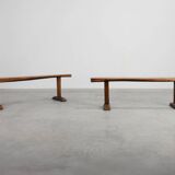 Pair of rustic Oak Benches, France, 1850