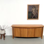 Curved enfilade Maison Regain in solid elm, 1970.
