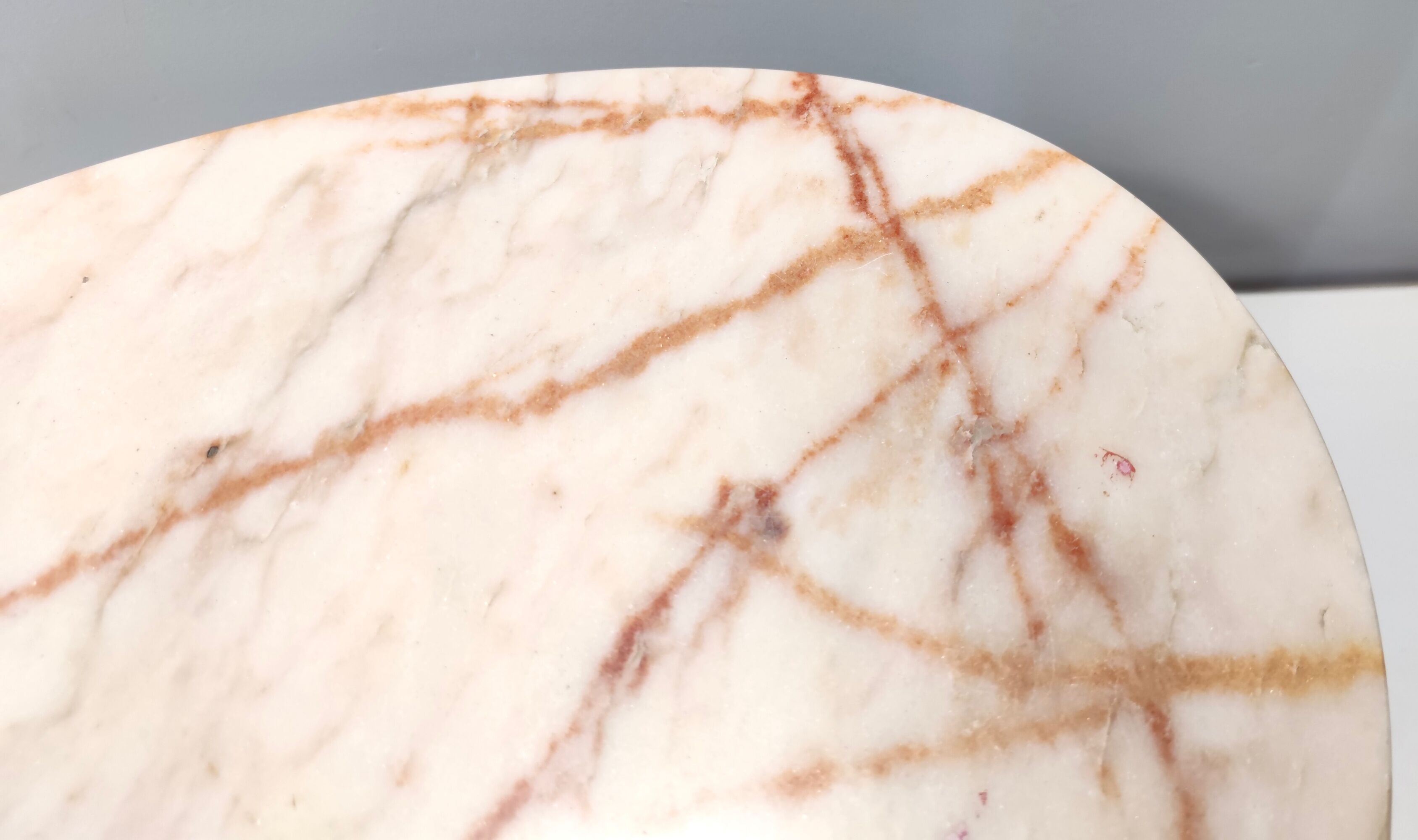 Vintage Coffee Table by Guglielmo Ulrich with an Oval Marble Top, Italy