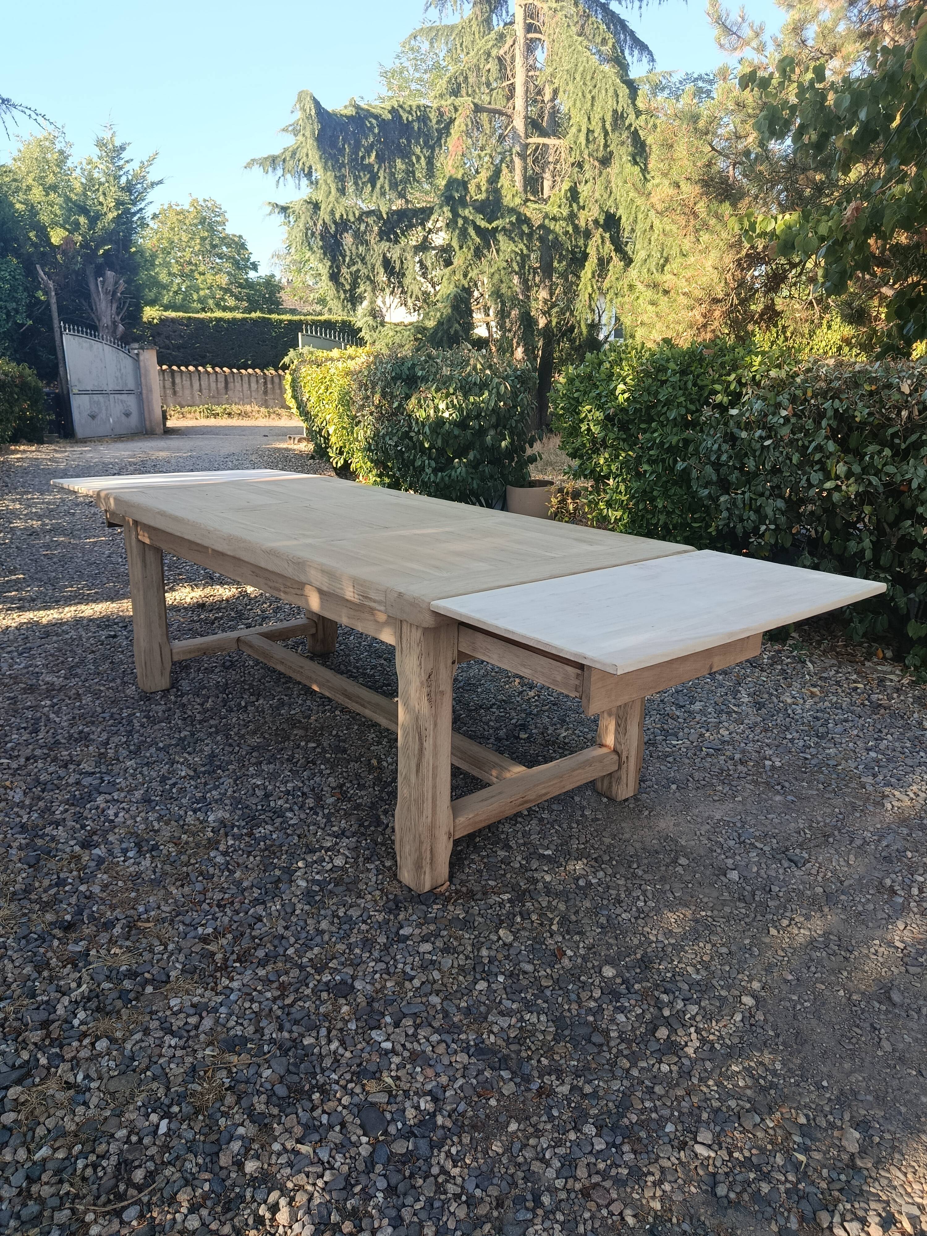 Solid oak farmhouse table with extension