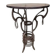 Handmade round side table with wrought iron base, circa 1980s, Czechoslovakia, 67 × 50 cm