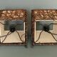 Pair of ethnic table lamps - braided water hyacinth roots, wrought iron, cotton