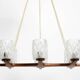 Beautiful 6-armed Scandinavian 1960s ceiling lamp made of teak and with gla