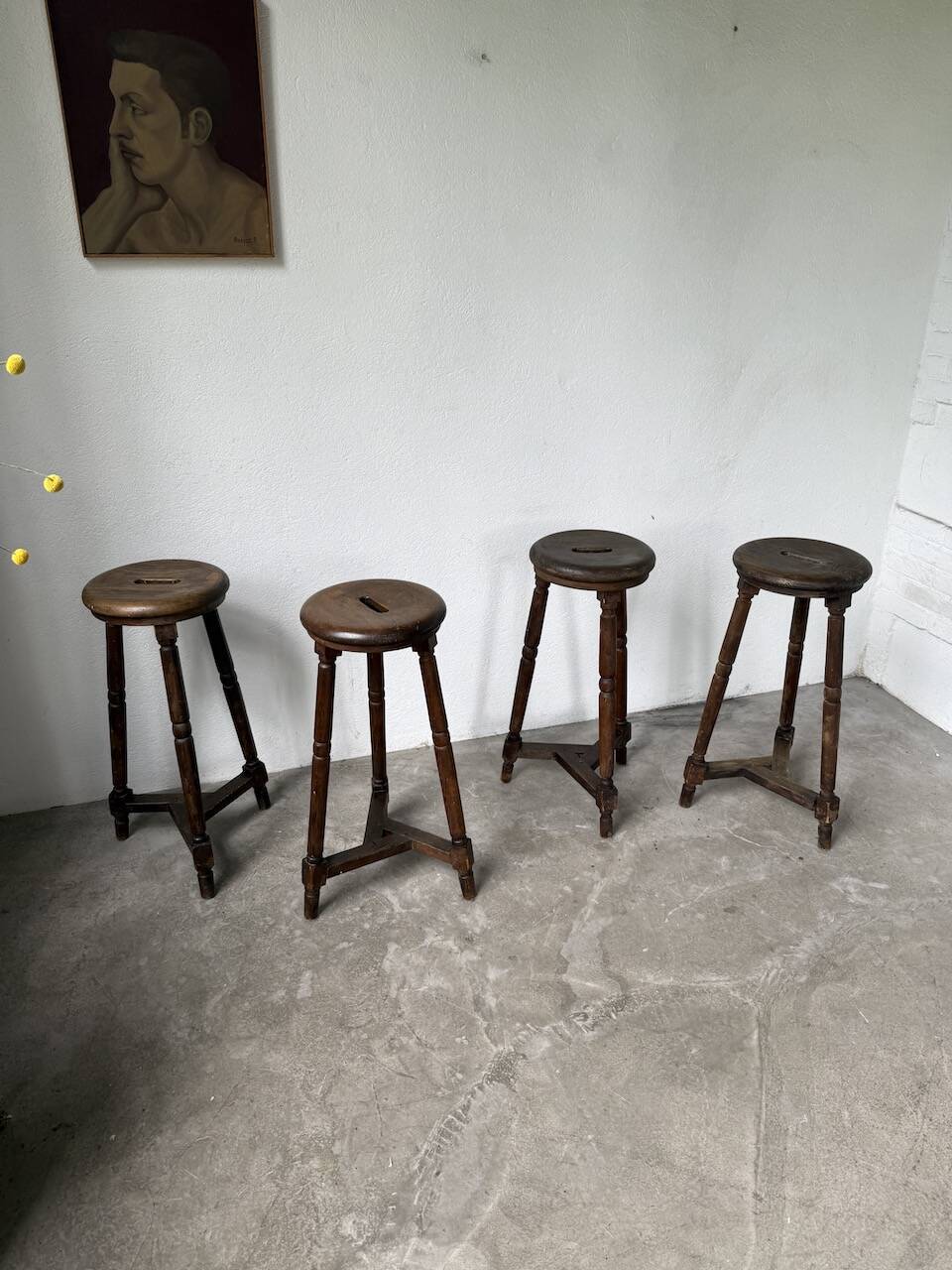 Oak bistro stools 1950