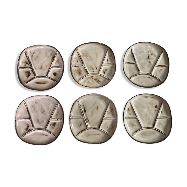 6 assiettes signées Gerard Hoffmann Vallauris