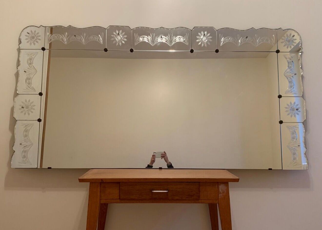 Large antique Art Deco Venetian mirror 203x100