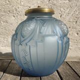 Blue Art Deco ball vase signed P. de Cagny