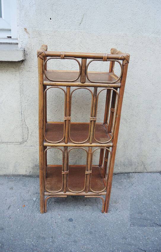 Old Small Rattan Shelf 3 Levels