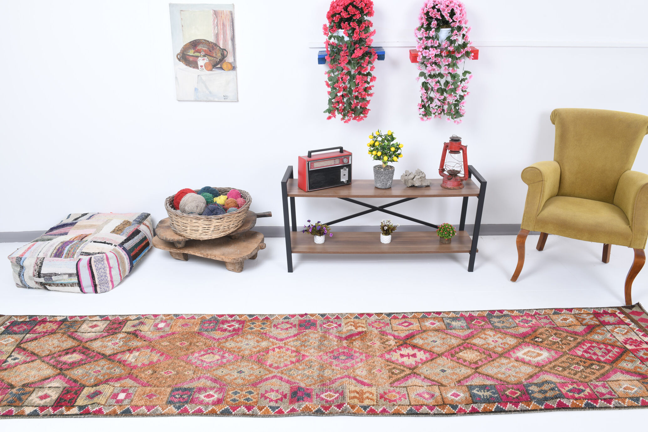 2x12 Narrow Vintage Runner Rug, 76x363Cm