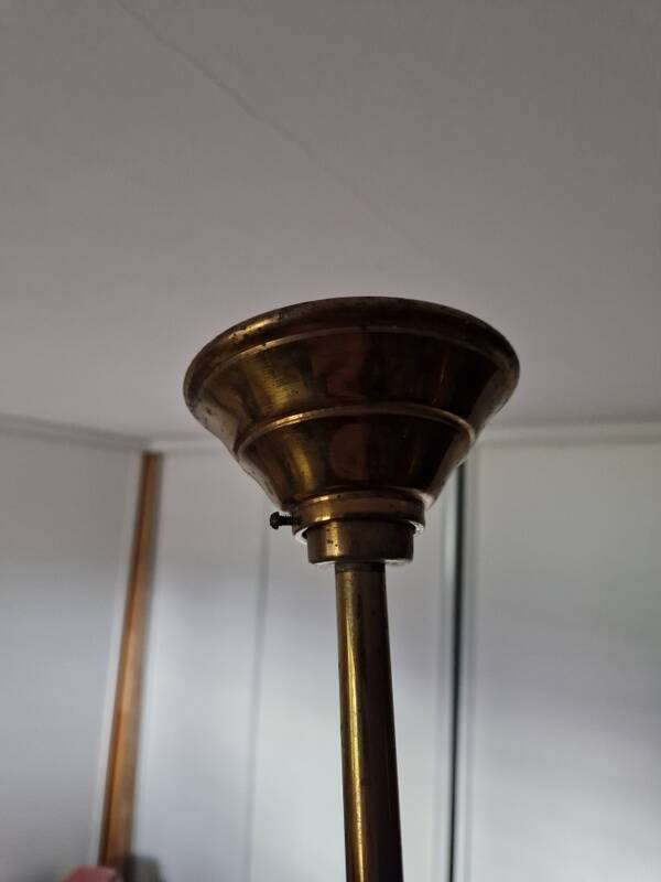Lustre said metal chandelier with 3 lights in hunting horns.