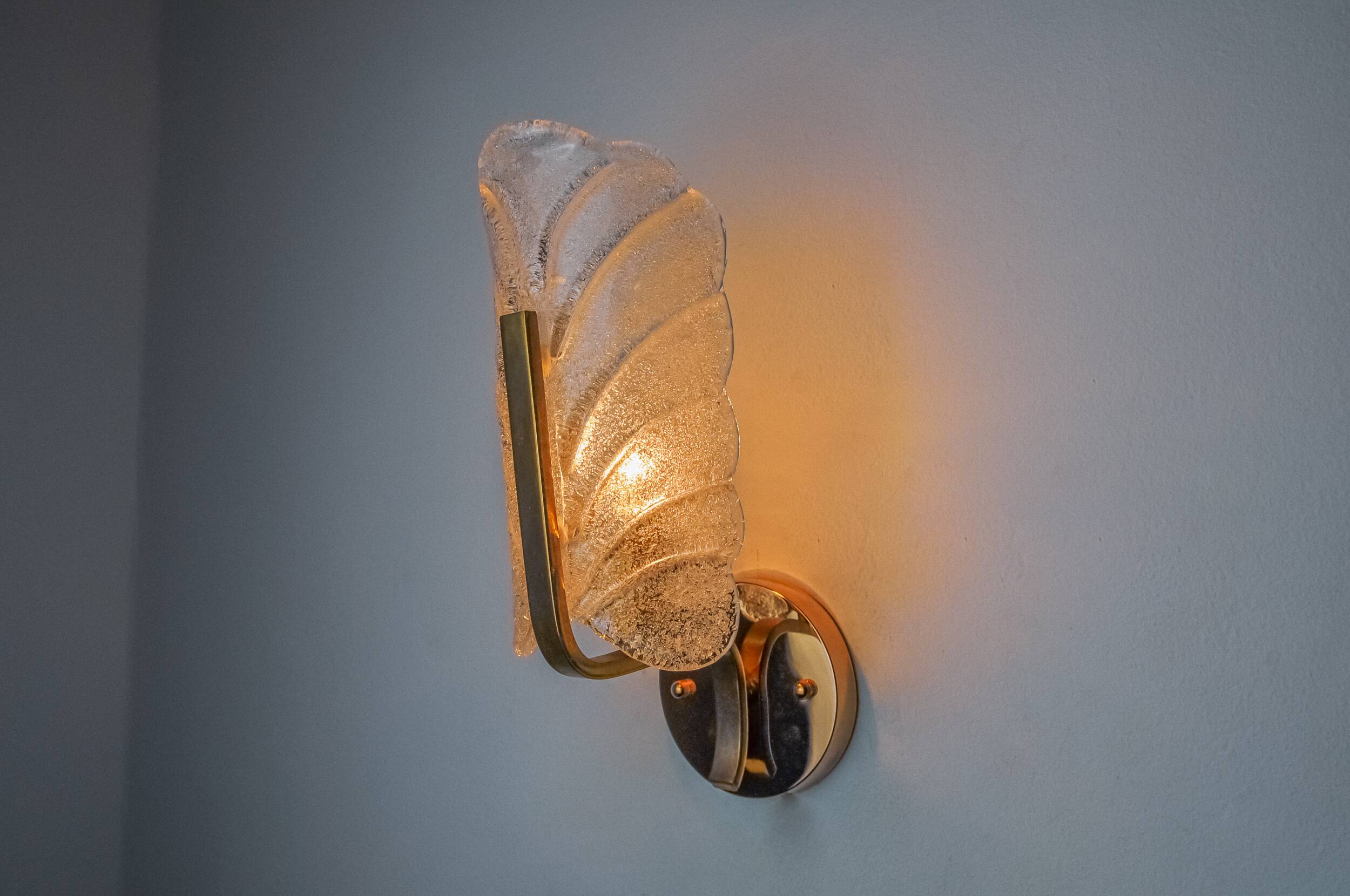 "Leaf" sconces by Carl Fagerlund, Murano glass, Germany, 1970
