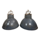 Pair of industrial pendant lights in enamelled sheet metal – 20th century (lot A)