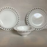 Opaline trio plate and heart bowl