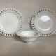 Opaline trio plate and heart-shaped bowl