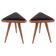 Set of two triangular black velvet stools from the 20th century, Europe, 1960s.