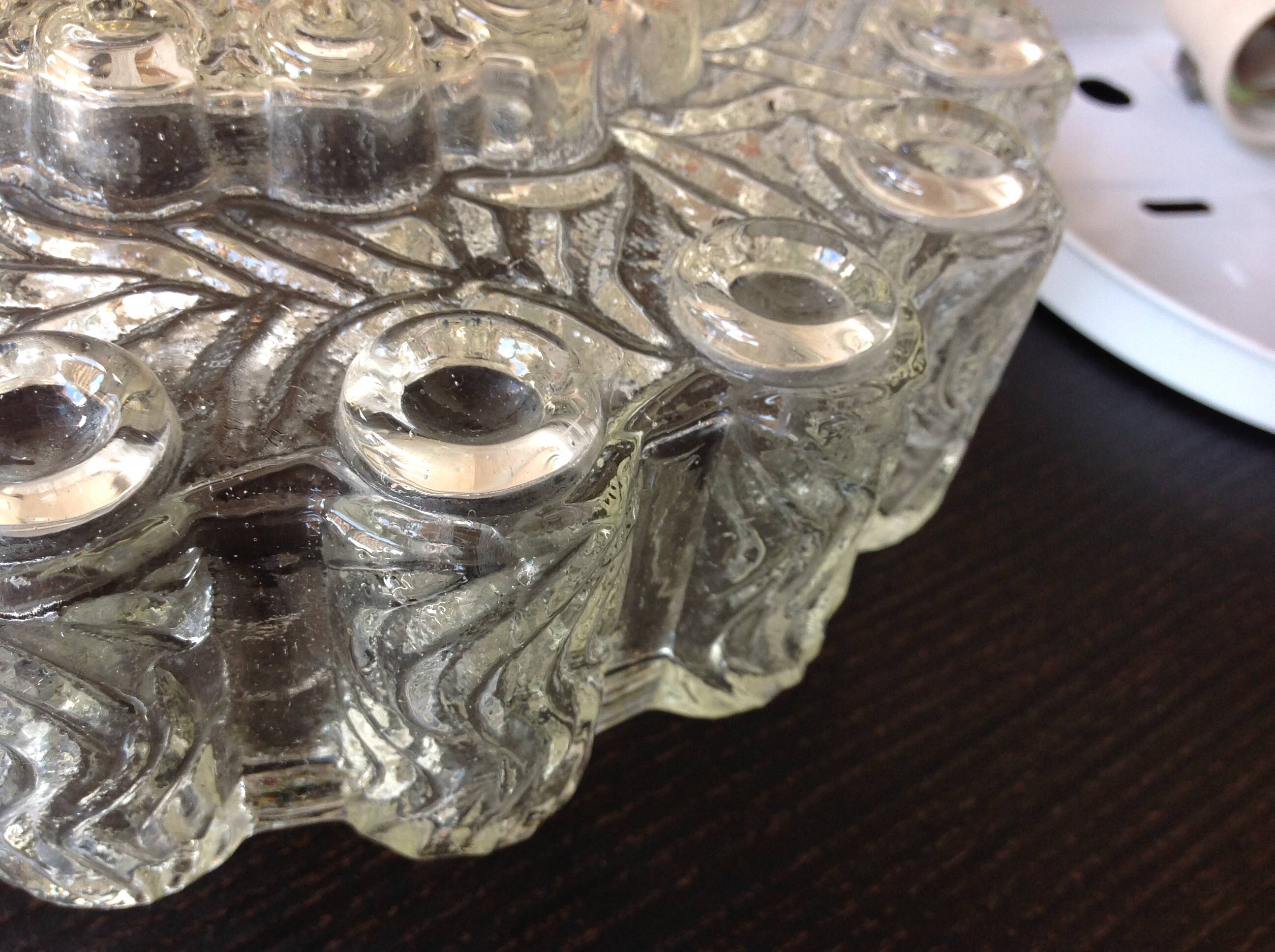 Round vintage bubbled glass ceiling light from the 60s and 70s