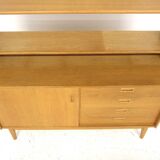 Scandinavian oak chest of drawers-bookcase, Sweden, 1960