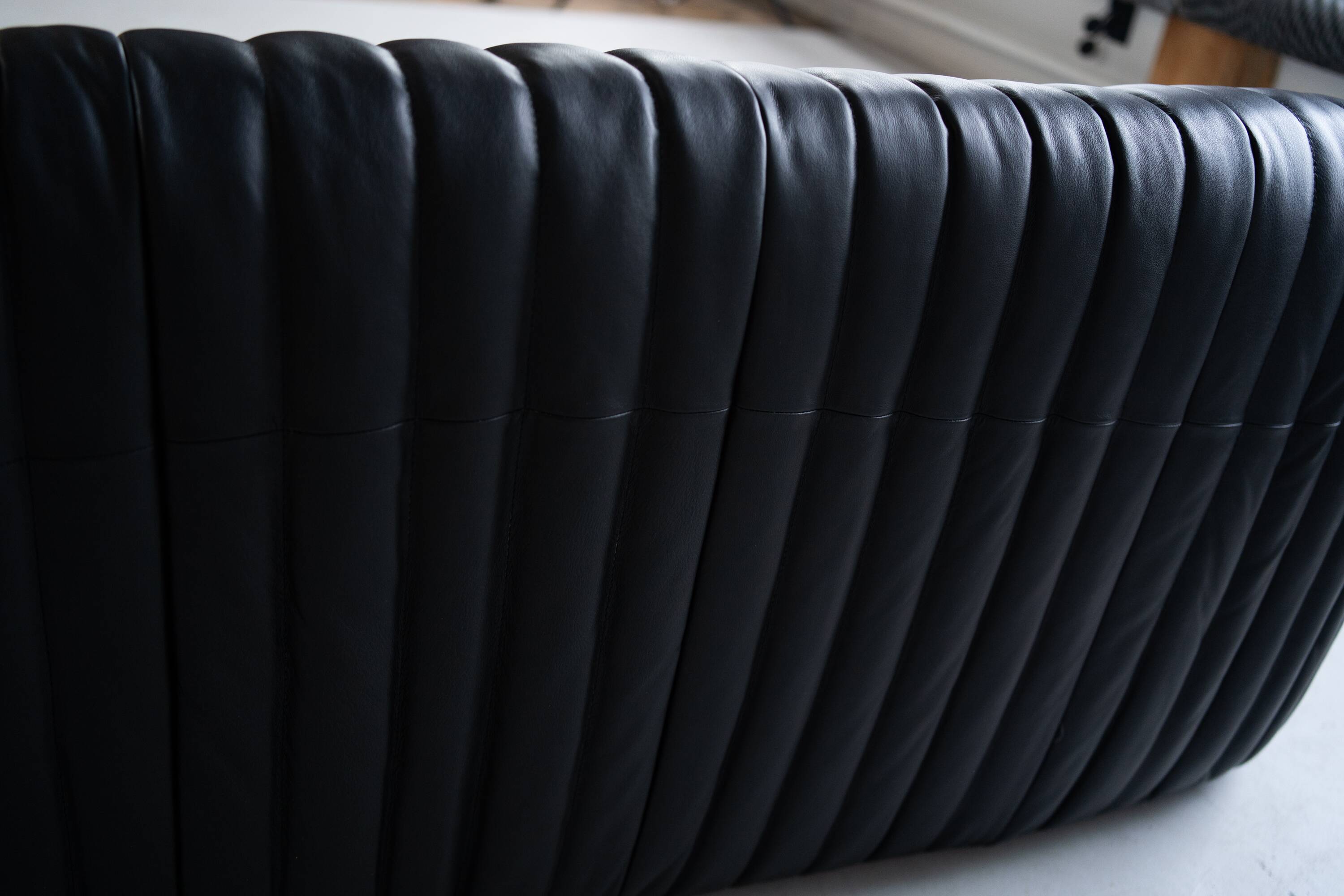 Canapé 3 places Cinna Ligne Roset en cuir noir attribué à Annie Hieronimus, années 1970