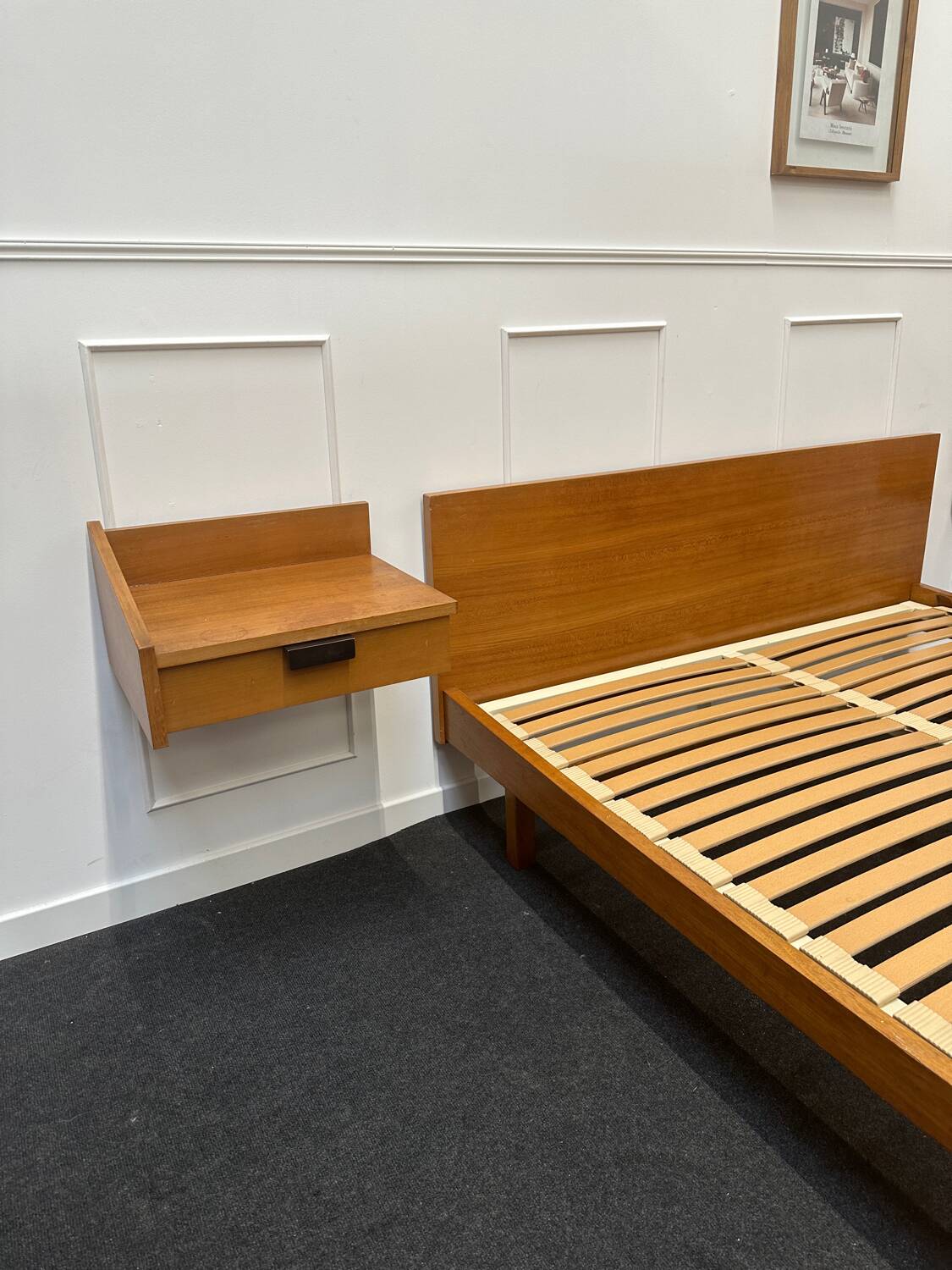 Vintage double bed and bedside tables