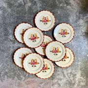 10 hand-painted Longchamp dessert plates, service "Agen" 1950s'