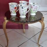 Table guéridon en laiton et miroir