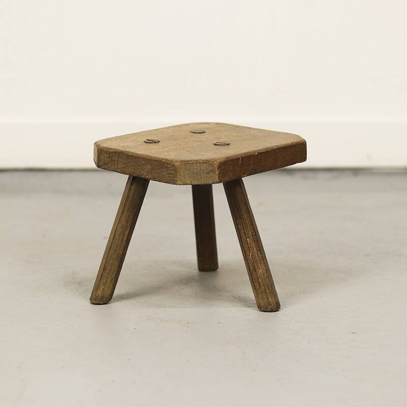 Antique Wabi Sabi Primitive oak stool