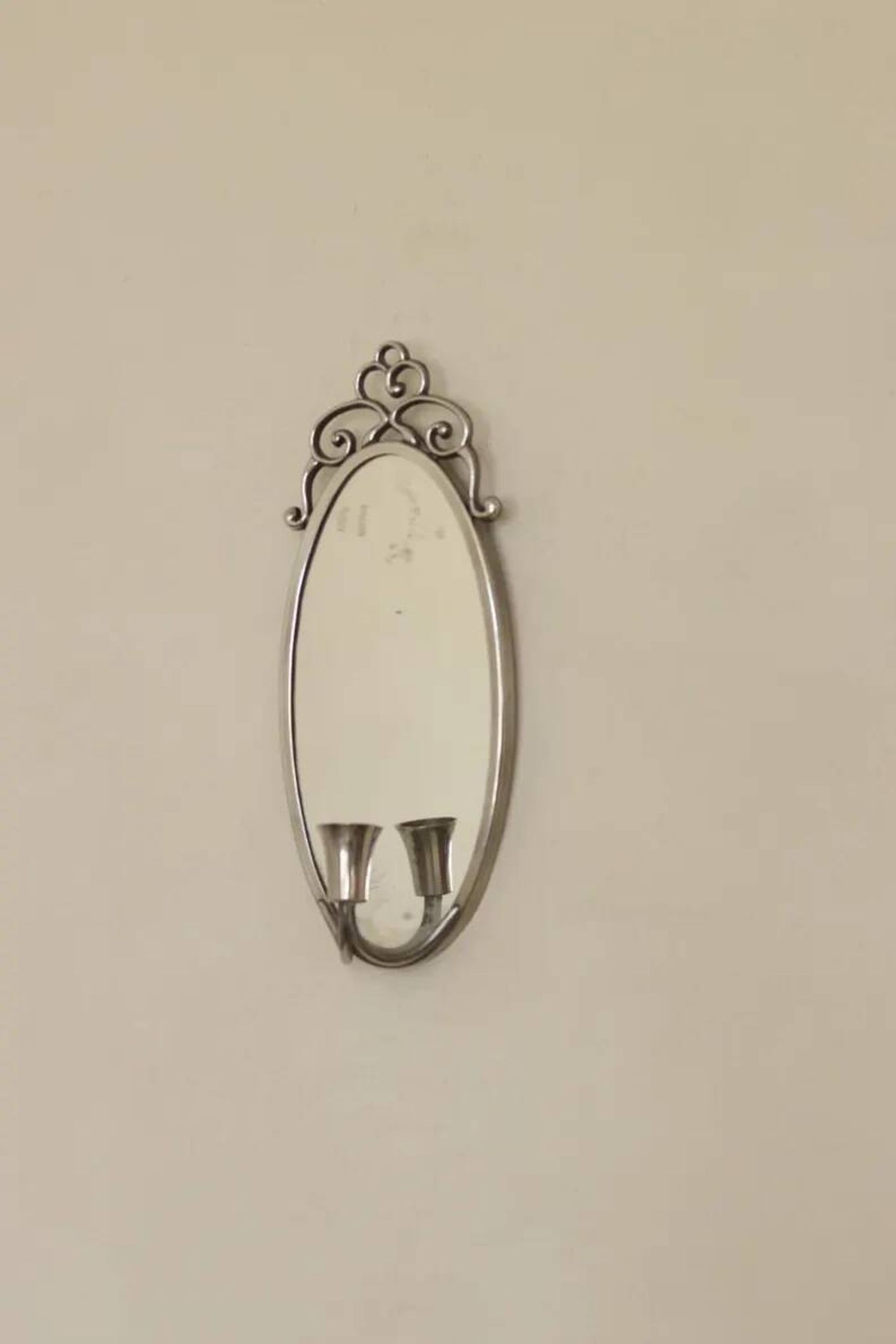 Pair of Swedish Tin Wall Sconces, Mid-Century Style with Mirror by Svenskt - Tenn