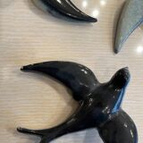 3 handmade ceramic swallows from the 60s