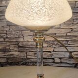 Pair of brass and Clichy glass lamps