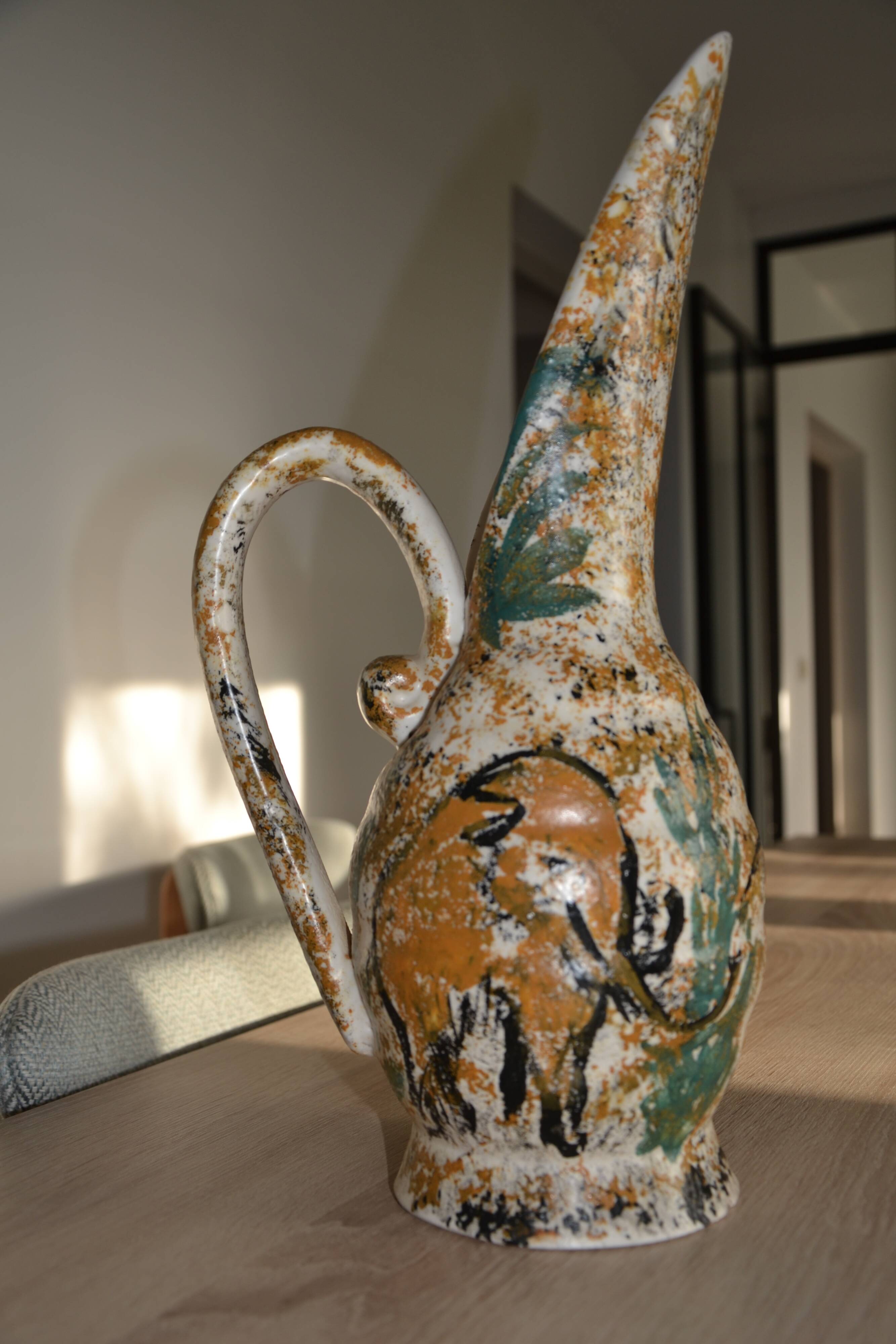 Large antique hand-turned antelope vase