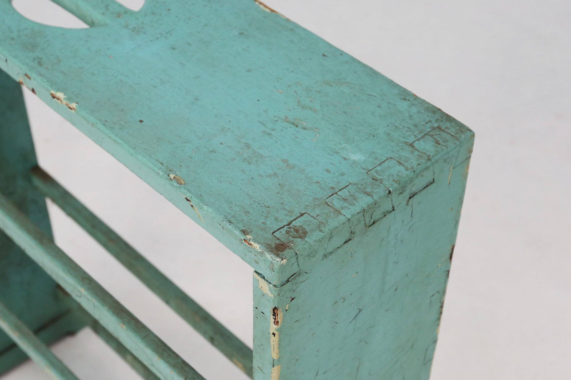 Small Industrial Mint-Colored Rack or Bookcase with 4 Shelves, Belgium 1920